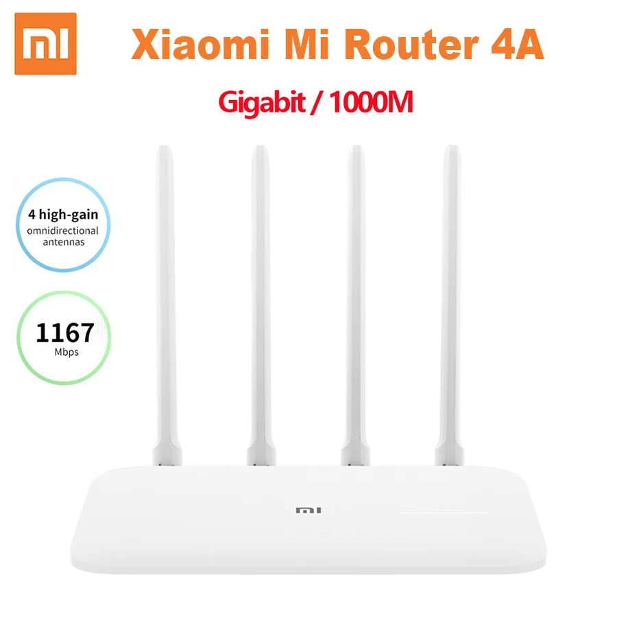 

Xiaomi Mi Router 4A Gigabit Edition 1000M 2.4GHz 5GHz WiFi ROM 16MB DDR3 64MB 128MB High Gain 4 Antennas Remote APP Control