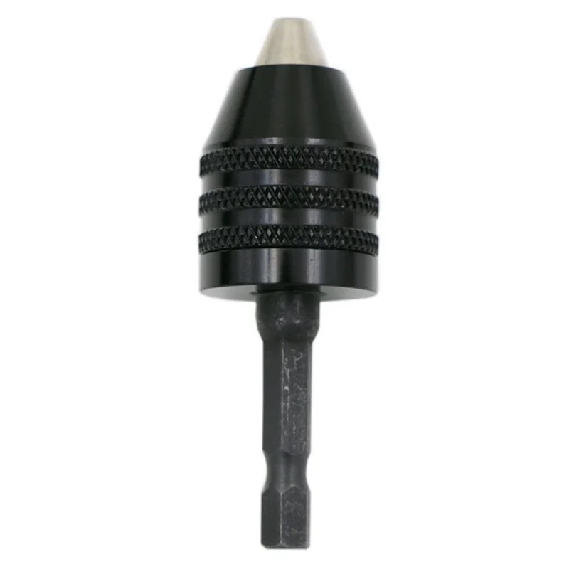 

0.3-8mm 1/4 inch Keyless Drill Chuck Screwdriver Impact Driver Adaptor Hex Shank Drill Grinder Quick Change Adapter Convert -Bla