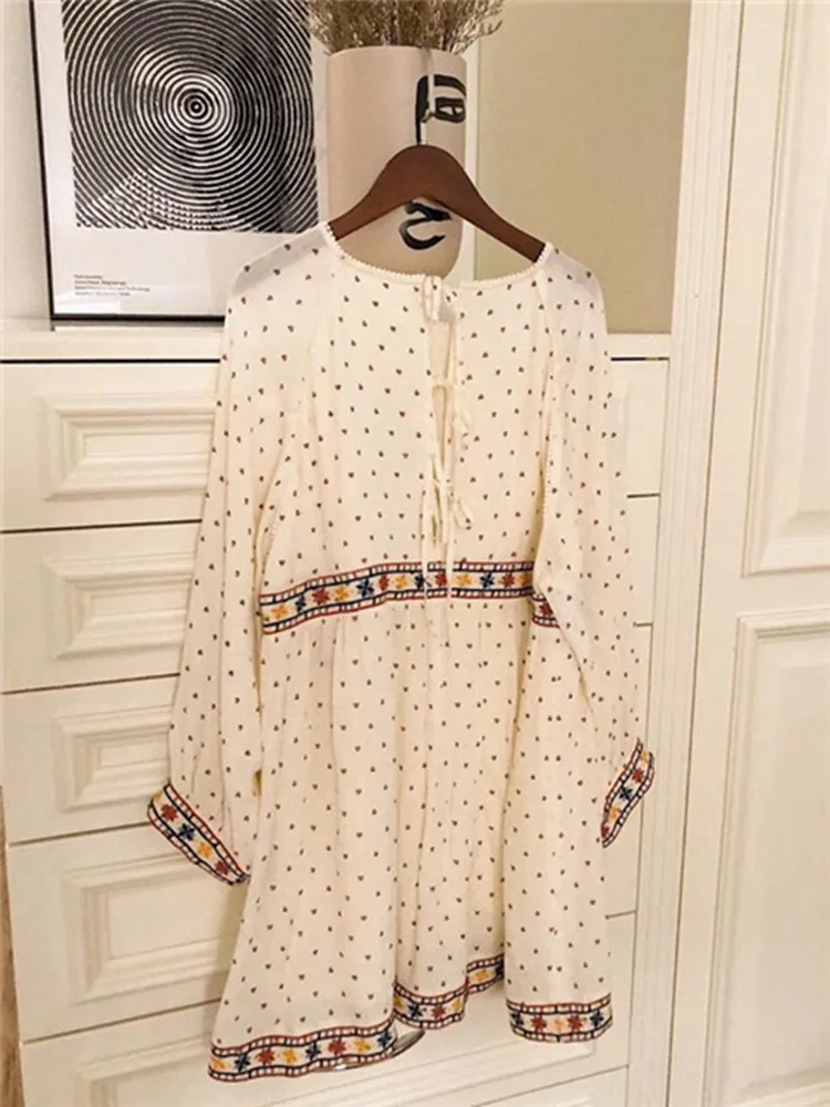 

2020 Spring Summer Bohemian Women Mini Dress Embroidered Ladies Lace-up Sweet Short Dresses Female Holiday Clothes