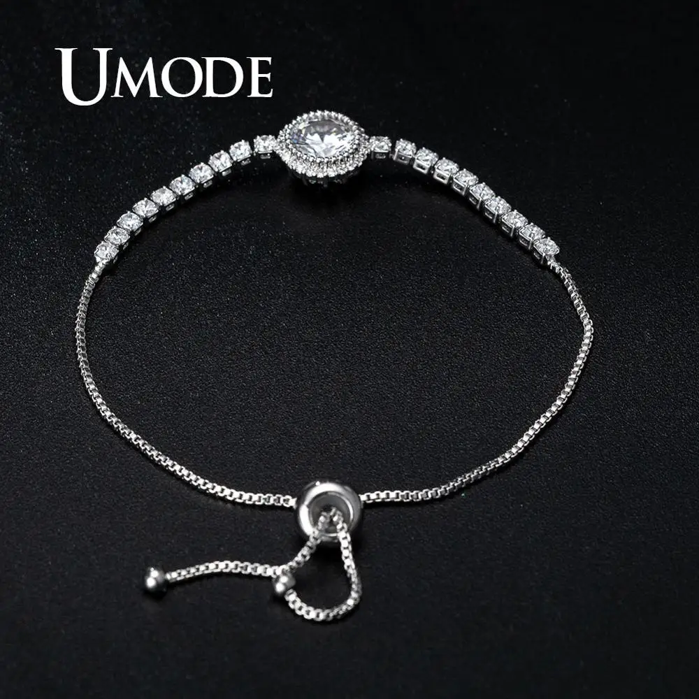 Женские небольшие круглые теннисные браслеты UMODE свадебные с прозрачным