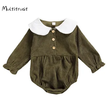

Spring Autumn Baby Girls Rompers Newborn Infant Girls Long Sleeve Button Corduroy Romper Jumpsuits Infants Soft Climbing Clothes