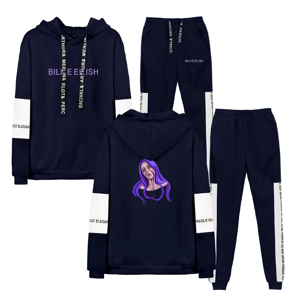 Спортивная одежда billie eilish, толстовка с капюшоном+ спортивные штаны, костюм, Осень-зима, мягкий хлопковый теплый пуловер для мужчин/женщин billie eilish