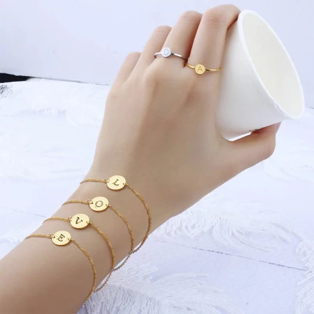 14k Yellow Gold Initial Letter R Friendship Adjustable Bracelet, 9.25