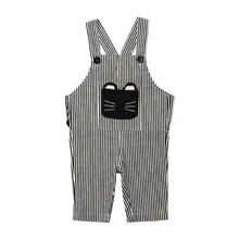 Хлопковый Детский комбинезон для малышей; удобные мягкие милые повседневные брюки для отдыха; подтяжки в полоску; модные трендовые брюки