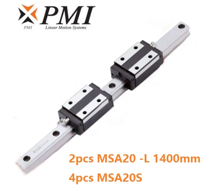 

2шт Оригинальный Тайвань PMI MSA20-L 1400 мм линейная направляющая + 4 шт. MSA20S блоки каретки для ЧПУ