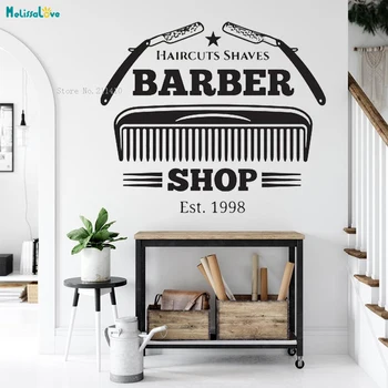 

New Design Barbershop Wall Sticker Beauty Salon Decoration Gifts Man Vinyl Art Poster Self-adhesive Murals YT2610