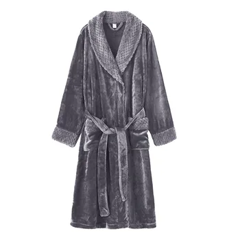 

Plush With Pocket Bath Robe Couples Autumn Winter Comfortable Long Sleeve Thickened Full Length Soft Ankle Fashion Tie Closure