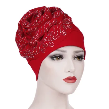 

Big Flower Women Turban Muslim Hijabs Scarves Lady India Cap Turbantes