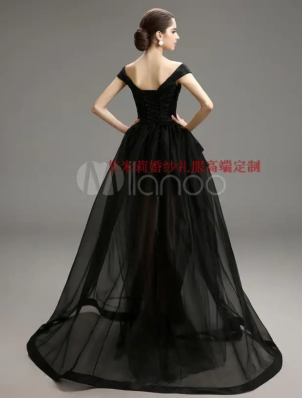 Vestido, сексуальное платье с v-образным вырезом, съемная юбка из органзы, платье для выпускного вечера, новинка, на заказ, с коротким рукавом, Черное вечернее платье, платья для матери невесты