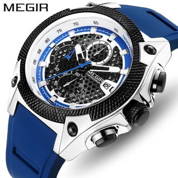 

2019 MEGIR Men Watches Top Luxury Brand Fashion Silicone Business Quartz Watch Mens Army Military Sports Waterproof Wristwatches