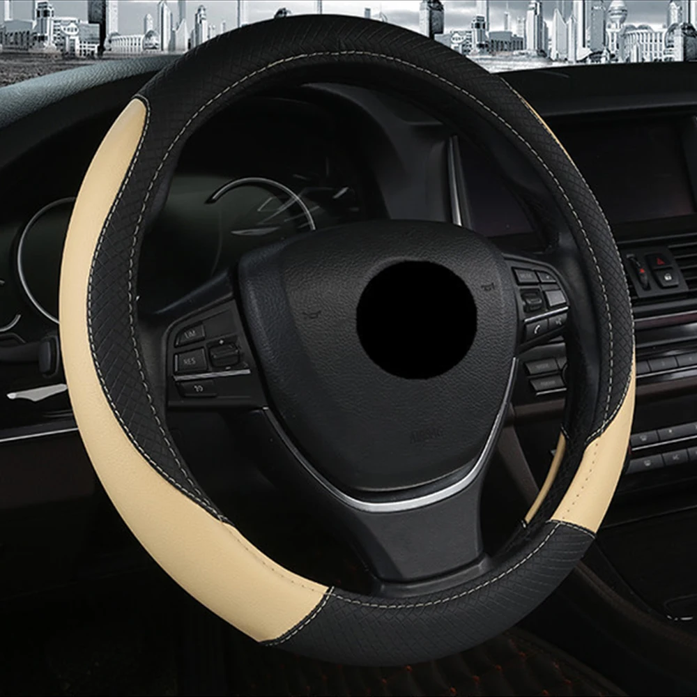 Чехол рулевого колеса автомобиля подходит для Ford Ka Fiesta Focus Mondeo EcoSport Kuga C-MAX Mazda Demio Mazda 2 Axela Mazda 3 CX-3 CX-5 и т. Д