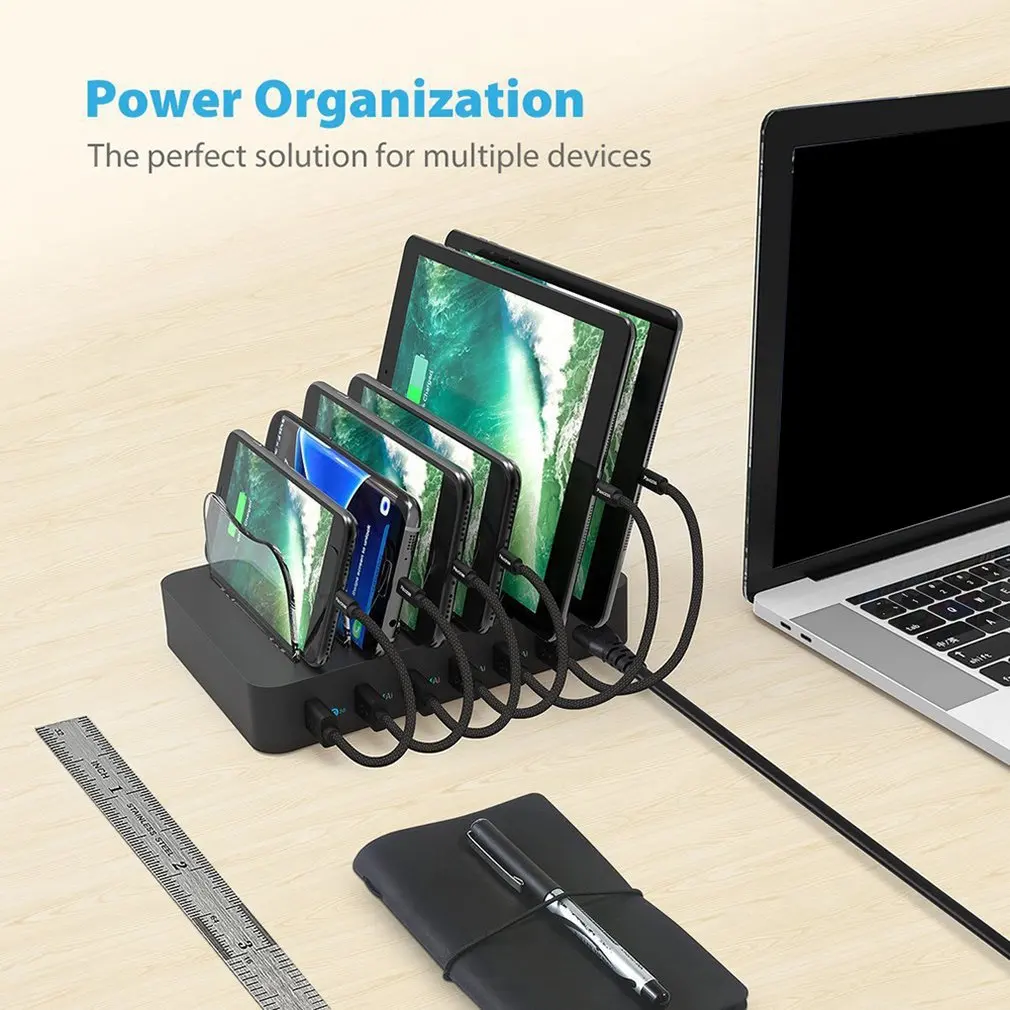Многофункциональное зарядное устройство для быстрой зарядки Usb зарядное устройство 6 портов док-станция поддержка для всех телефонов/столов/смарт-часов/банка питания