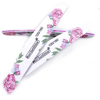 

10pcs/lot Professional Nail File 100/180 Pink Rose Half Moon Sandpaper Nail Sanding Blocks Pedicure Manicure Nail Art Tools