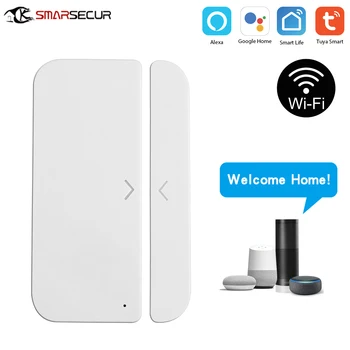 Tuya Smart WiFi Door Window Sensor Magnetic Detector Door Open / Closed Detectors APP Control Work With Amazon Alexa smartyiba app remote control wifi wireless magnetic door window sensor detector door contact detect door close open app alerts