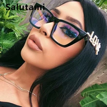 Модные австралийские брендовые Черные Квадратные прозрачные очки с оправой, женские винтажные большие очки 90 s, женские прозрачные очки