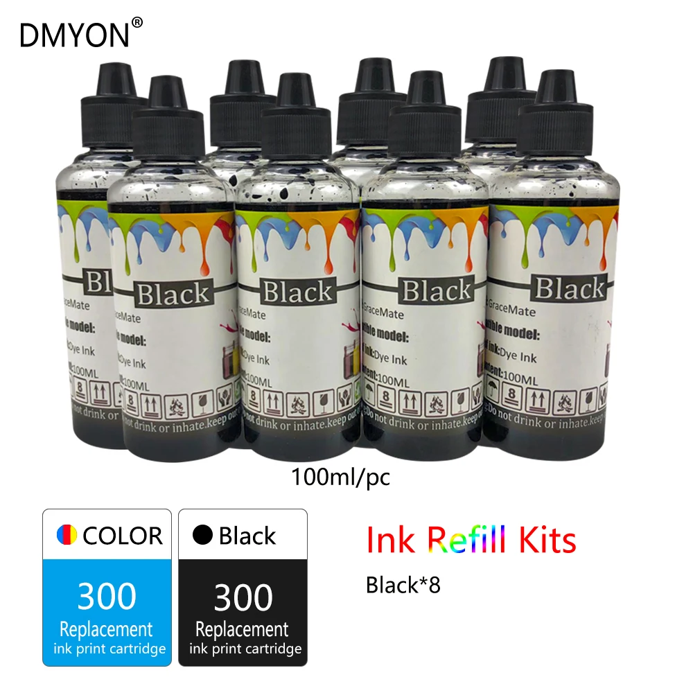 DMYON принтера пополнения чернил Бутылка Замена для hp 300 с чернилами hp Deskjet D1660 D2560 D2660 D5560 F2420 F2480 F2492 F4210 F4224 F4272