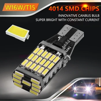 

VODOOL T15 W16W LED Car Reverse Light Bulb Canbus Error Free 4014 45SMD Turn Signal Backup Parking Lamp Bulb DC 12V