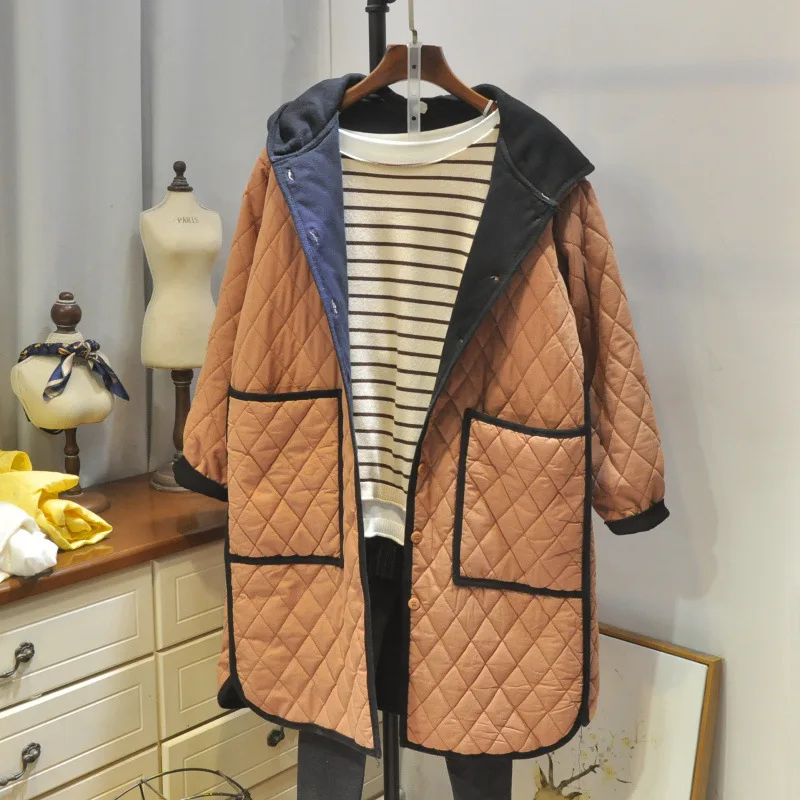 

Artistic Casual Autumn And Winter New Products Simple Solid Color Sewed Loose-Fit Versatile Casual Cotton-padded Clothes Cotton
