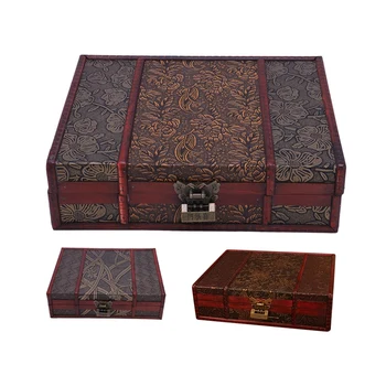 

Wooden Storage Jewelry Box Big Vintage Wood Box with Metal Lock Wedding Gift Packaging Manual Desktop Decoration