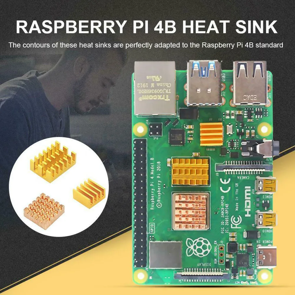 3 шт./компл. клей легко установить теплоотвод Raspberry практичный ломтик алюминиевый радиатор Комплектующие для самостоятельной сборки чистый Медь охлаждения профессиональный