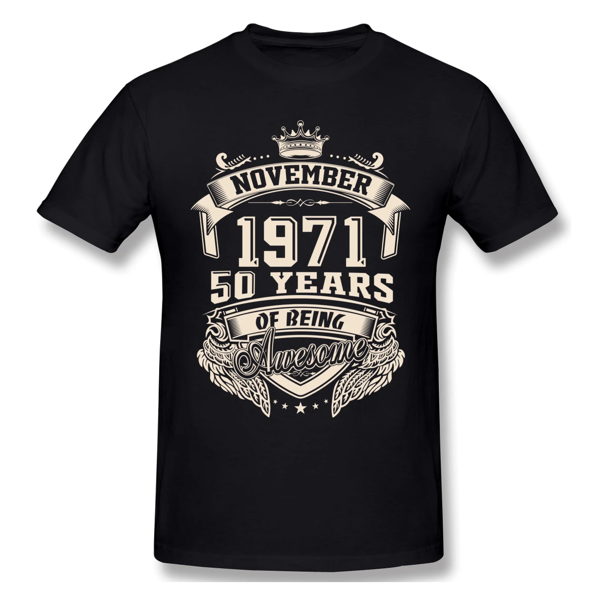 Родившиеся в ноябре 1971 50 лет удивительные Футболка свободная хлопковая с круглым