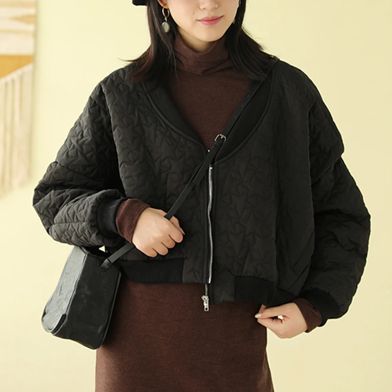 Johnature, новинка, зимнее женское хлопковое пальто с длинным рукавом, повседневные Карманы, v-образный вырез, на молнии, свободные стильные женские куртки