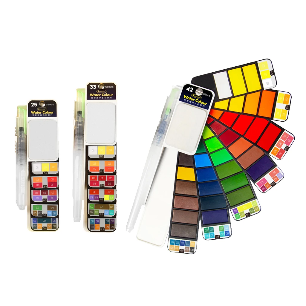 Artists Watercolour Paint Set Portable Pocket Travel Painting Set with Brush