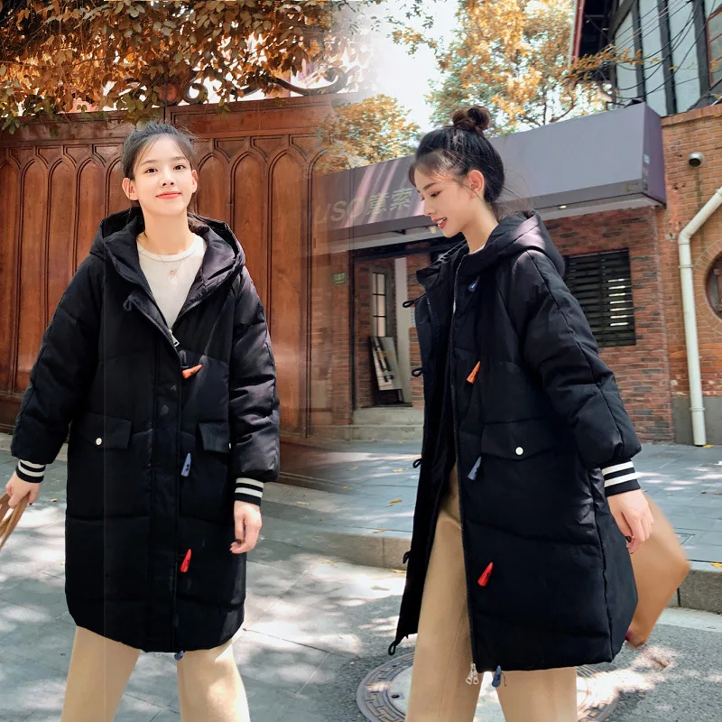 

Photo Shoot 2019 Winter down Jacket Cotton-padded Clothes Student down Coat Toggle College Style Mid-length Cotton Overcoat