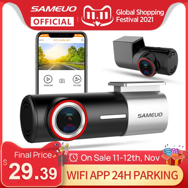 Dash cam front and Rear 2K 1440P Car DVR wifi Reverse camera dashcam video Recorder night vision 24H Parking Monitoring Sameuo | Автомобили