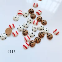30pcs Cute Mix Baseball Basketball Soccer Shapes Nail Resin Decoration Outlooking #113 1