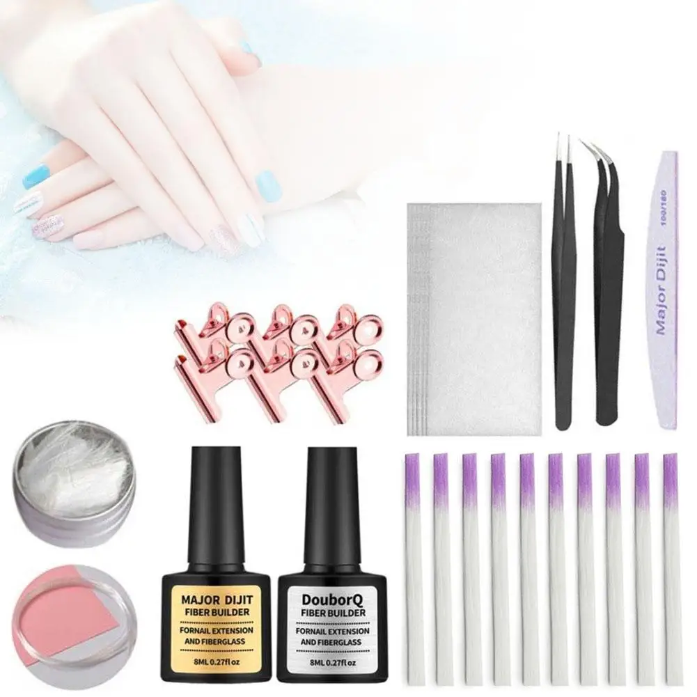 Набор гелей для наращивания ногтей, акриловый Стекловолоконный набор для ногтей, УФ-гель для ногтей, полигелевые наборы для наращивания, маникюрные инструменты