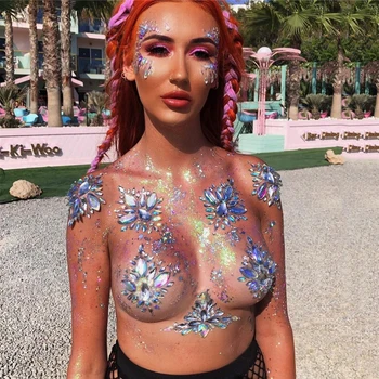 

Fashion DIY Bra Temporary Cover Breast Pasties Women Sexy Pentagram Star Nipple Cover Sticker Rave Festival Body Make Up Jewelry