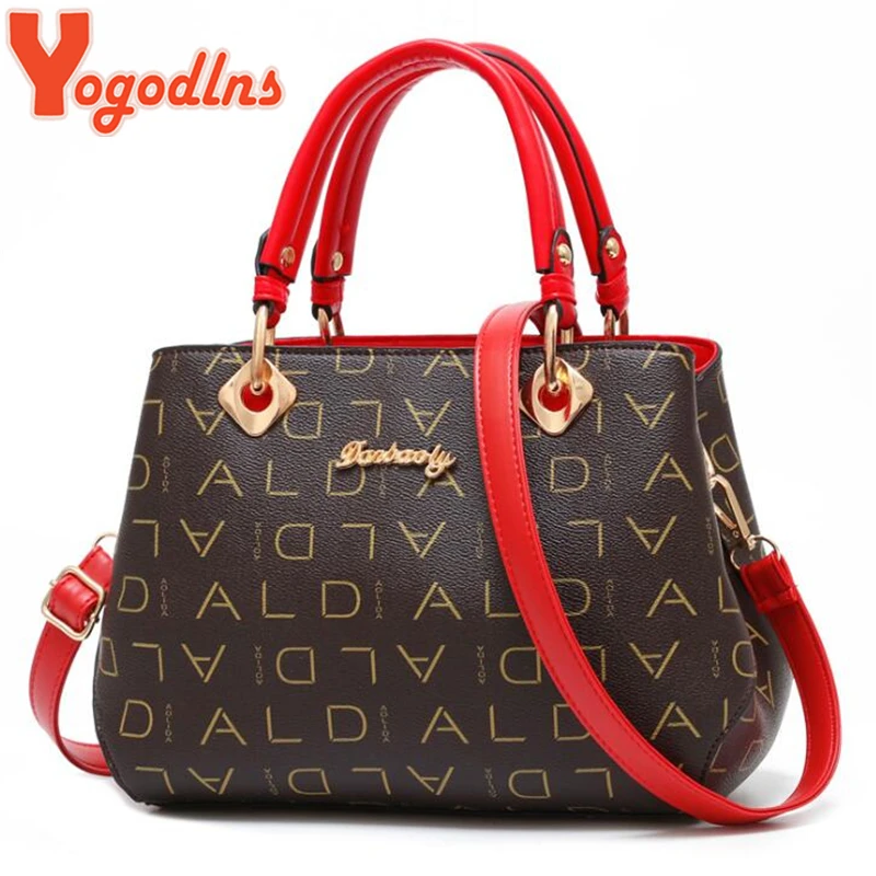 

Yogodlns Luxury Letter print Handbags Fashion Designer Women Messenger Bags Quality PU Leather Shoulder Bag for Office Lady