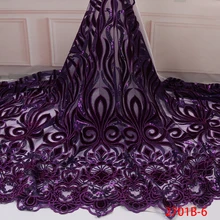 NIAI африканские блестки кружева ткань высокое качество новейшие Свадебные кружева в фиолетовый Tissu Mariage бархат кружева материал XY2701B-6