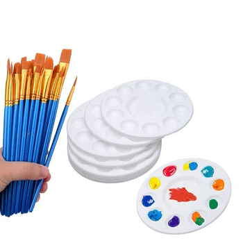 

50 Pcs Paint Brushes with 12 Pcs Paint Palette Trays for Kids and Adults to Create Art Paint