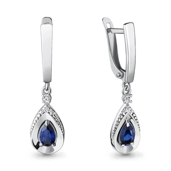 

Earrings long with AQUAMARINE nanosapfirami claim., Cubic zirconia claim., 925 silver