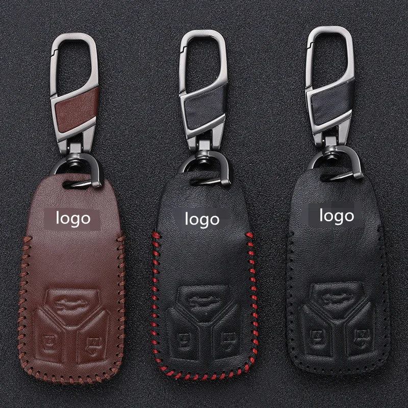 

[High Quality] Car Key Case 5colors Top layer cowhide leather key protection cover For Audi 2017 A4L 2016 Q7 Car-Styling