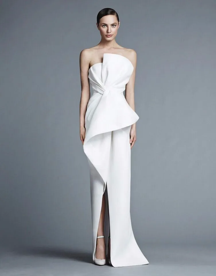 

Charming Simple Style Sheath White/Ivory Scalloped Pleated Bridal gown New Arrival High Split 2018 mother of the bride dresses
