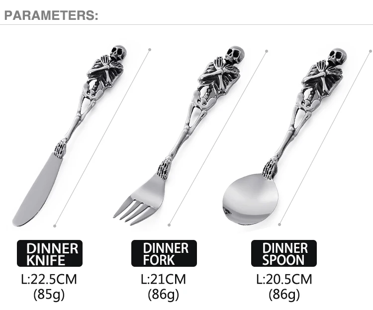 Нержавеющая сталь 316L череп столовая посуда наборы столовый сервиз Ложка Вилка стейк нож кофе Десерт чайная ложка посуда набор столовых приборов