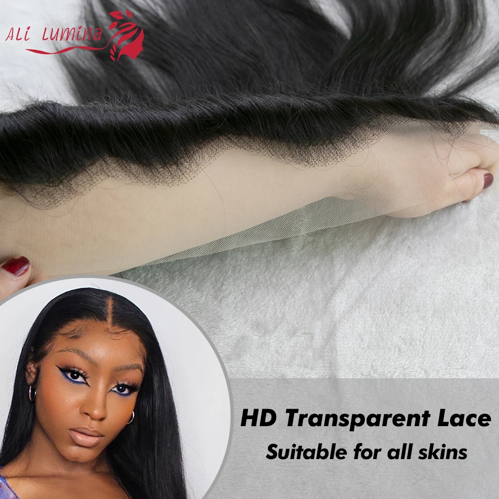 Extensiones de pelo brasileñas Remy con encaje Frontal 13x4, accesorio capilar liso con cierre de encaje Frontal HD transparente 4x4 5x5, pelo humano 100% predespuntado