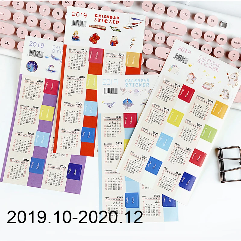 

New 2020 Calendar Stickers Notebook Planner Decorative Sticker Mini Calendar Label Index Bookmark Kawaii Stationery 2 Pcs/pack