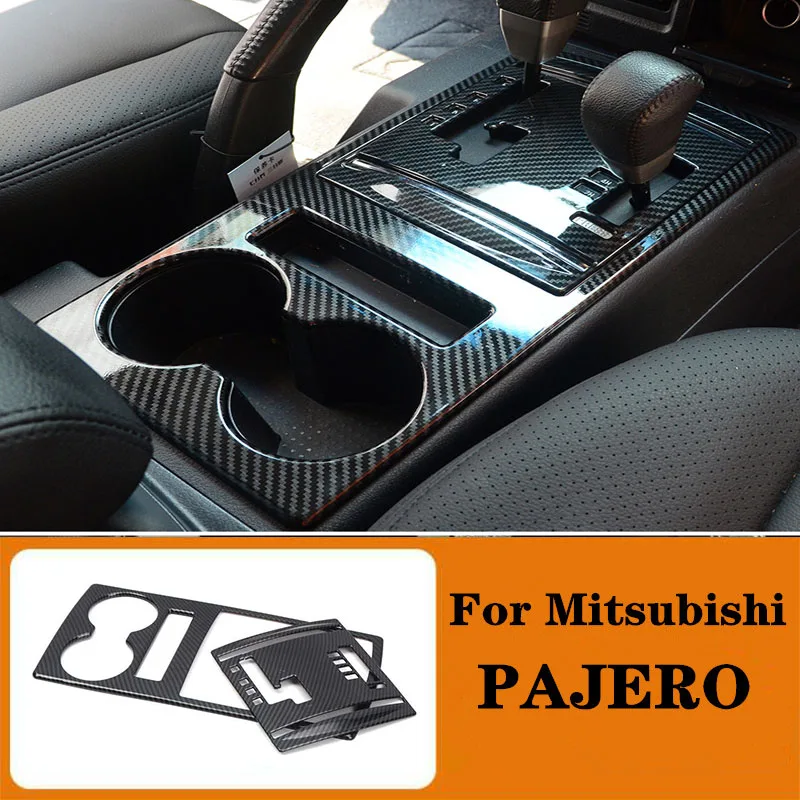 

2PC LEFT SIDE Carbon fiber Car Interior color Gear Cover Panel Fit for Mitsubishi PAJERO 2007-2019 Car Styling Auto Parts