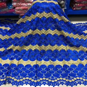

ROYAL BLUE Color Latest Nigerian Laces Fabrics High Quality Tulle African Guipure Laces Fabric Wedding African Cord Lace Fabric