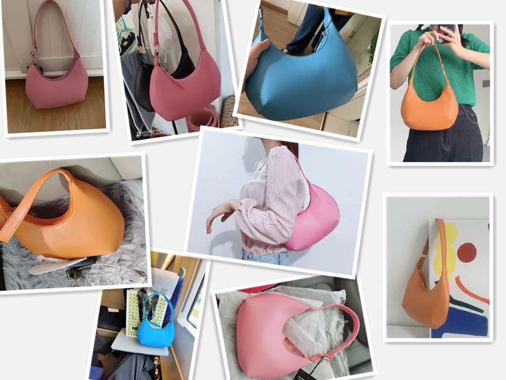 FIRMRANCH Woman's Stylish Solid Color Half Moon Design Sweet Macaron High Quality Daily Date Casual Shoulder Orange Armpit Bag