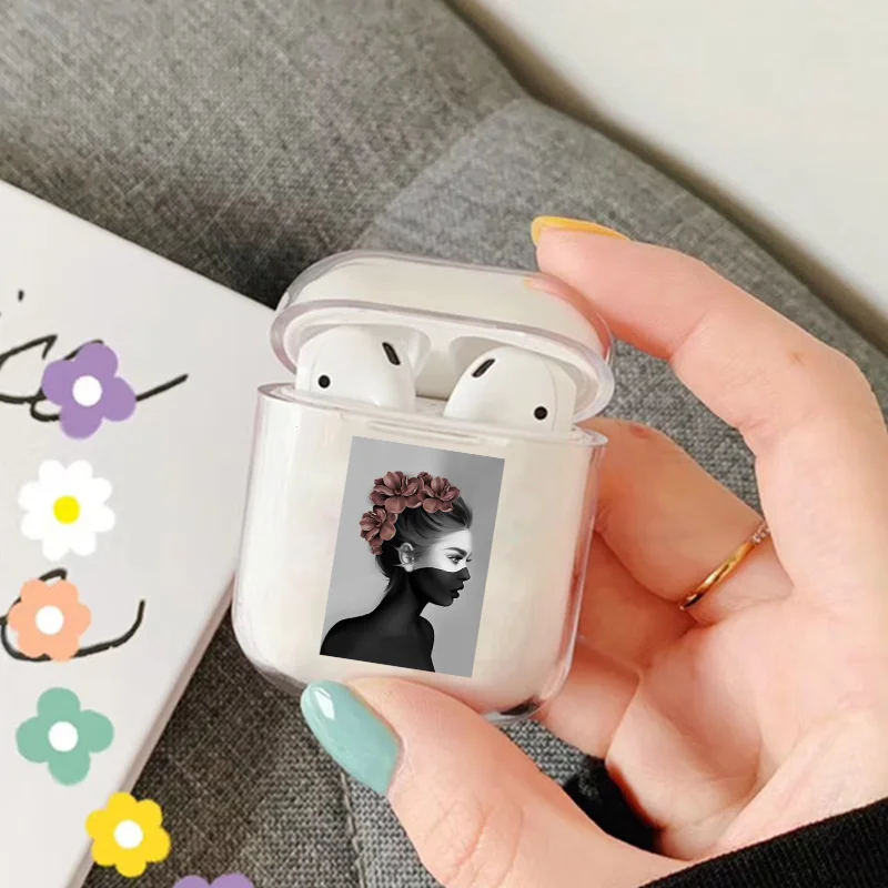 Чехол для AirPods 2 1, чехол, цветок, беспроводные Bluetooth наушники, прозрачный силиконовый мягкий чехол на Air Pods, Apple Funda Capa