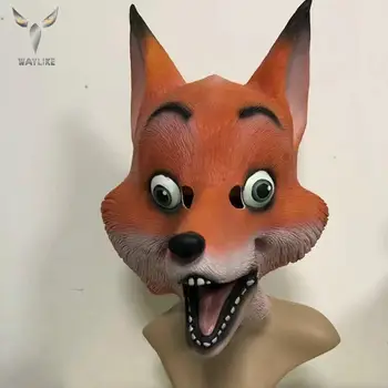 

Waylike Halloween Cute Realistic Fox Nick Latex Mask Adult Full Face Latex Mask Halloween Masquerade Cosplay Party Mask