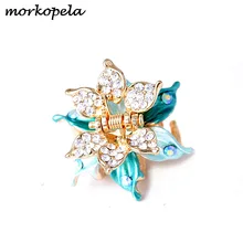Morkopele винтажная эмалированная заколка для волос с цветком заколка со стразами маленькие зажимы для волос аксессуары женские вечерние банкетные украшения для волос