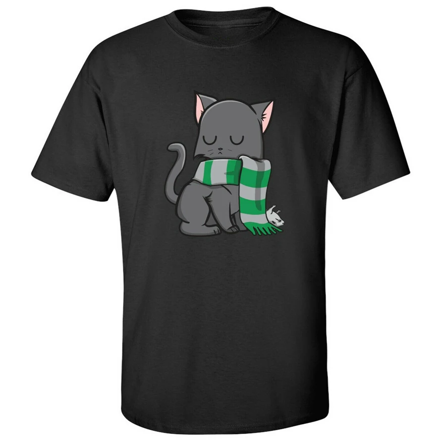 Sneaky Kitty - Funny Witch Wizard Cat Scarf Parody T Shirt Retro O Neck Tee | Мужская одежда