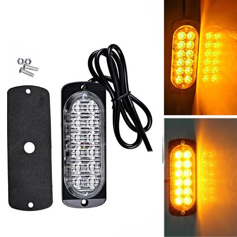 

DC 12-24V 36W Yellow 12LED Car Truck Warn Safety Urgent Always Bright Light Lamp