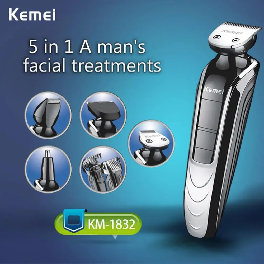 Portable Rechargeable Electric Hair Trimmer Professional 5-in-1 Multi-function Hair Clipper Beard Trimer For Men Grooming